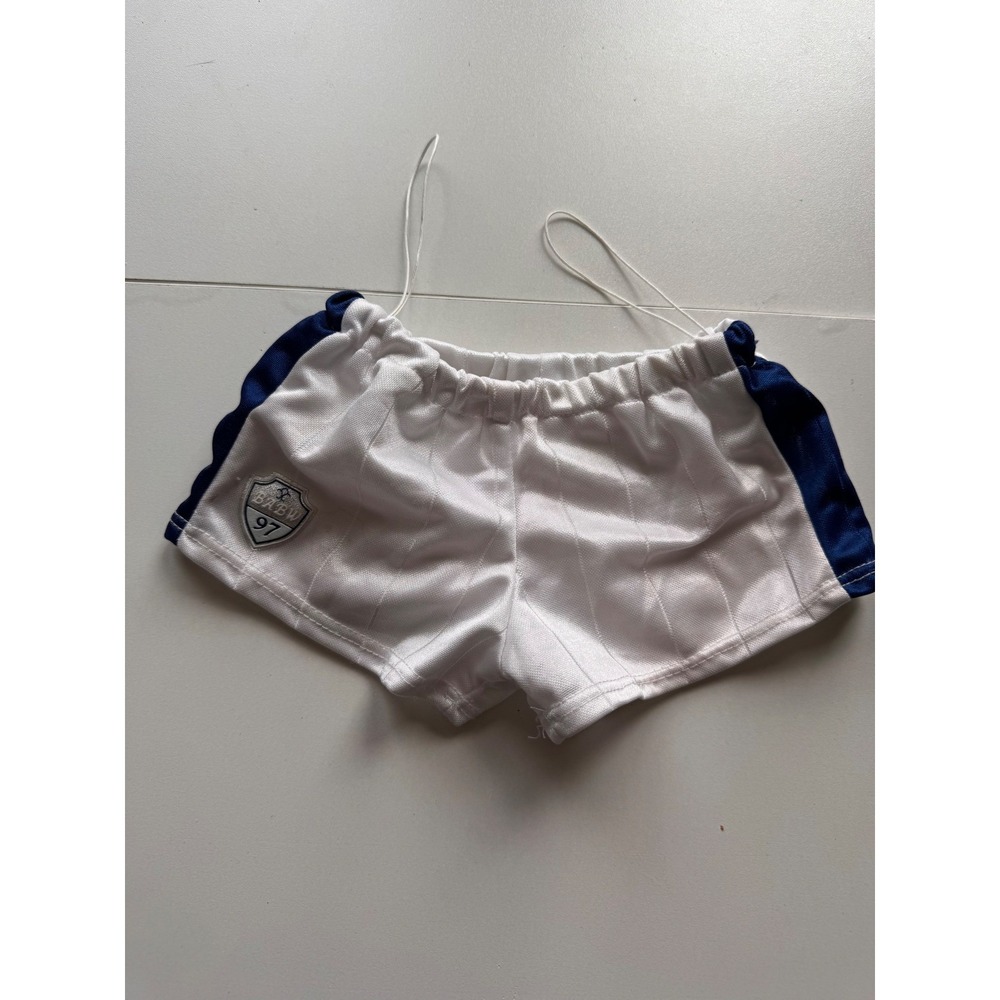 Build A Bear White‎ Soccer Shorts 97 Patch Kids Doll Accessory